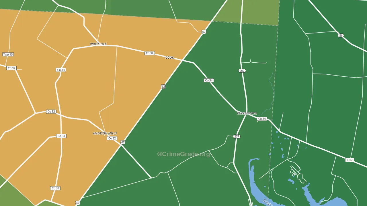 Cooks, OH Map of Vehicle Theft Rates