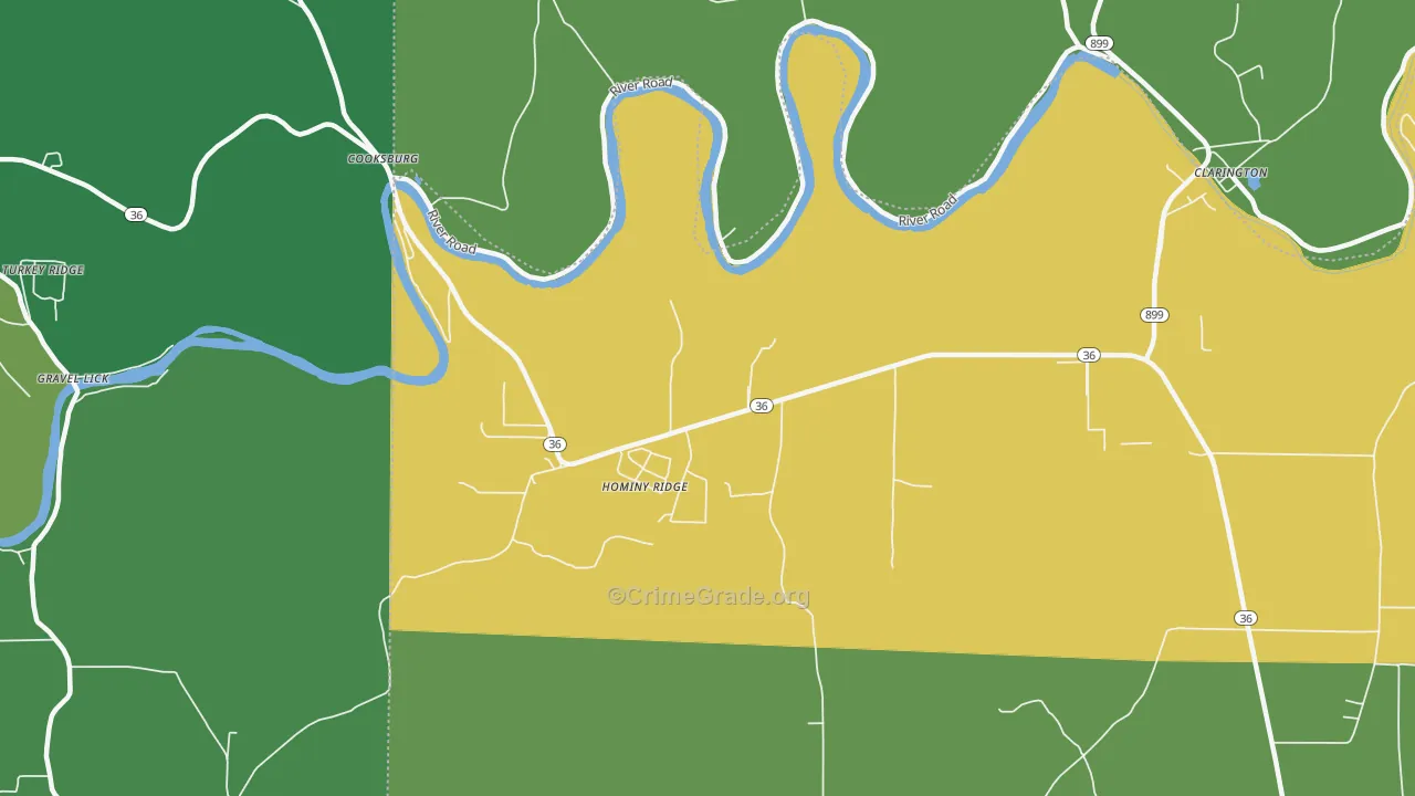 Cooksburg, PA Map of Vehicle Theft Rates