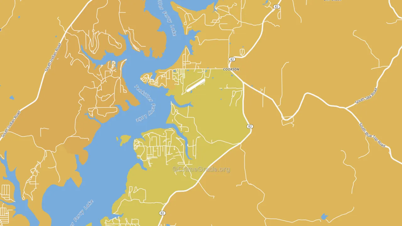 Cookson, OK Map of Vehicle Theft Rates