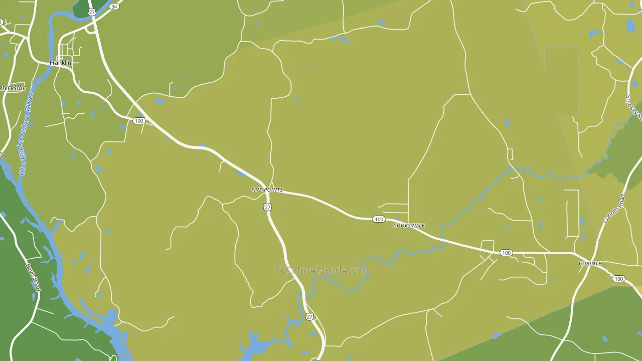 Cooksville, GA Map of Vehicle Theft Rates