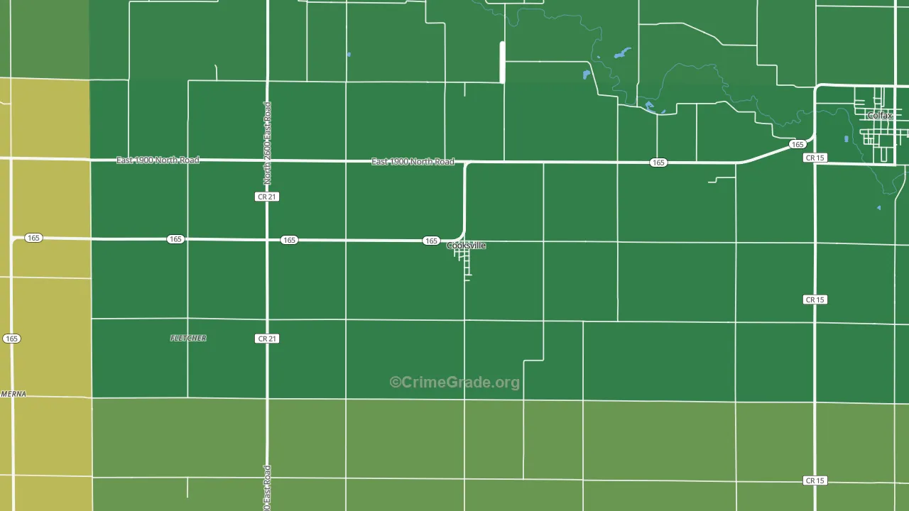 Cooksville, IL Map of Vehicle Theft Rates