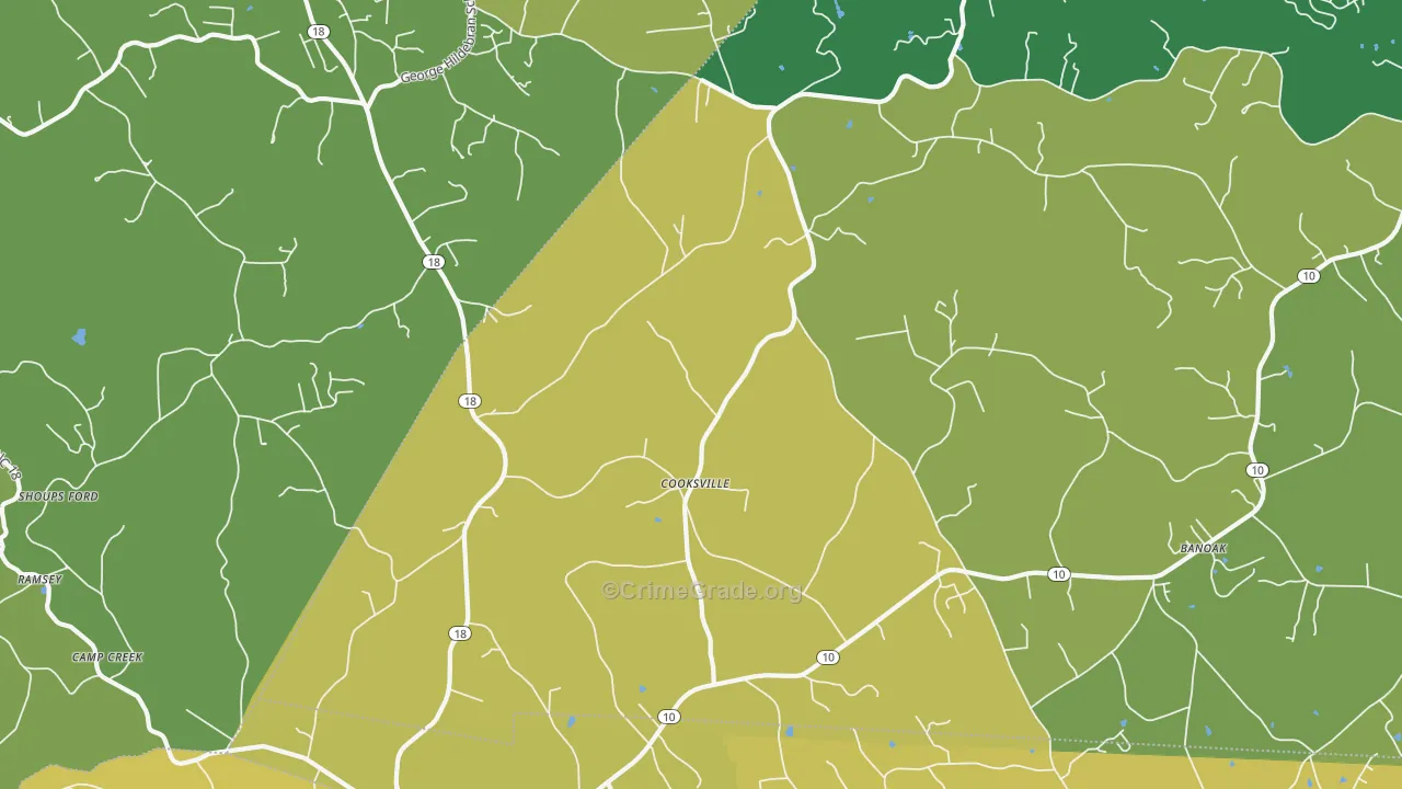 Cooksville, NC Map of Vehicle Theft Rates