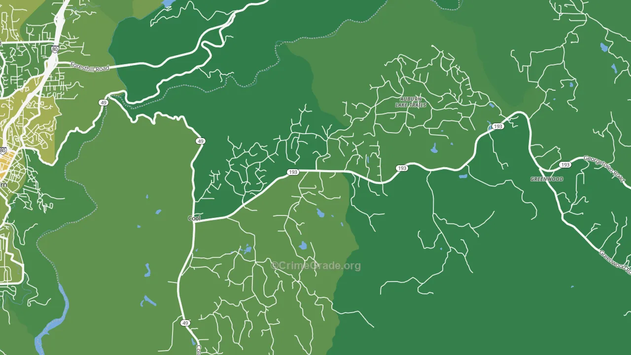 Cool, CA Map of Vehicle Theft Rates