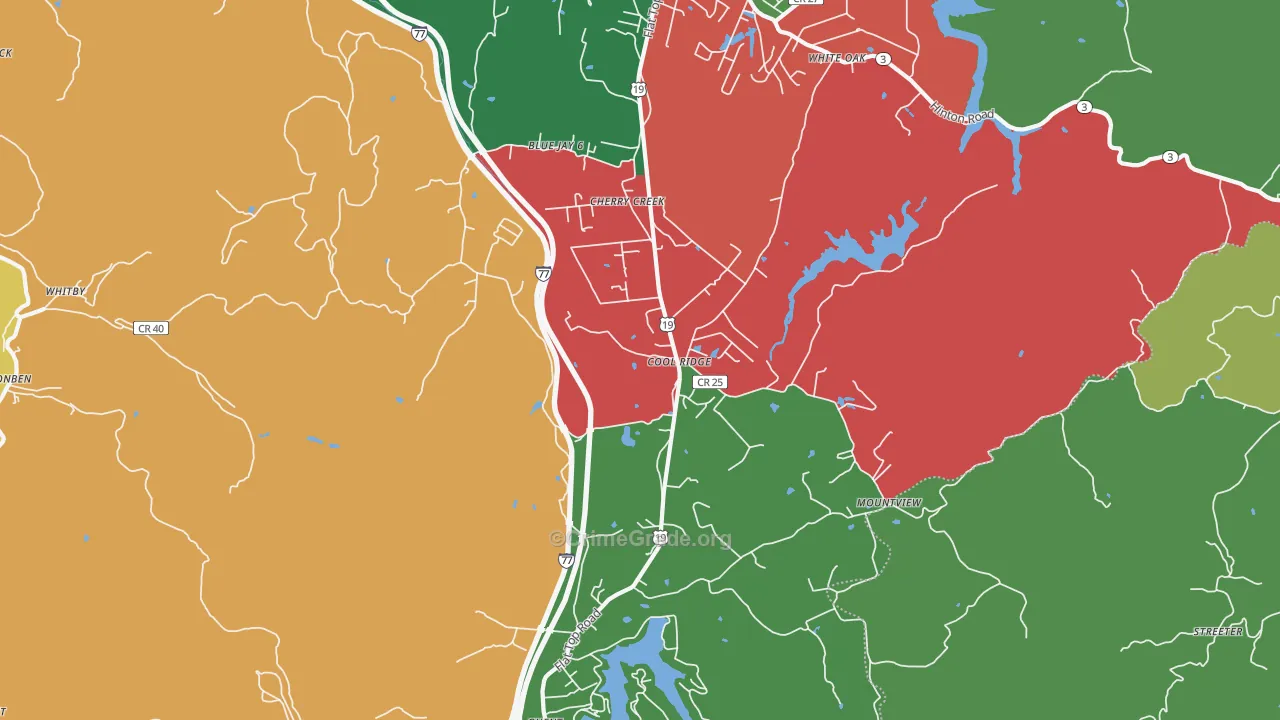 Cool Ridge, WV Map of Vehicle Theft Rates