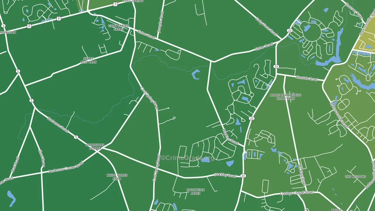 Cool Spring, DE Map of Vehicle Theft Rates