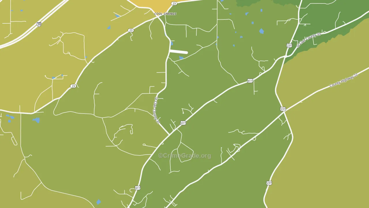 Cool Springs, AL Map of Vehicle Theft Rates