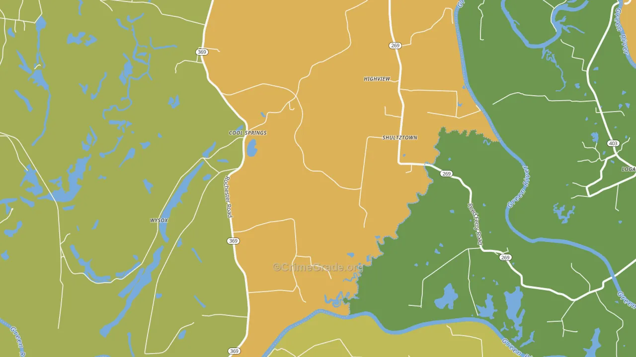 Cool Springs, KY Map of Vehicle Theft Rates