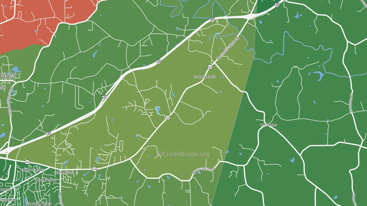 Cool Springs, NC Map of Vehicle Theft Rates