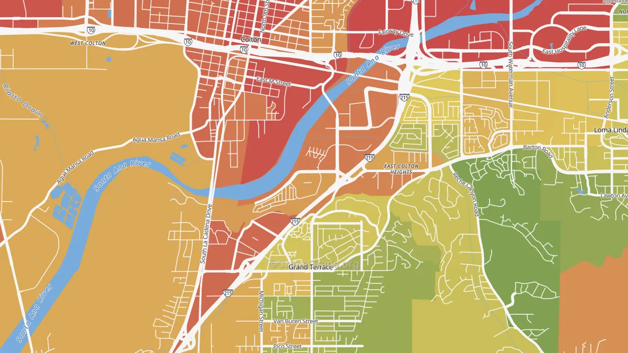 Cooley Ranch, Colton, CA Map of Vehicle Theft Rates