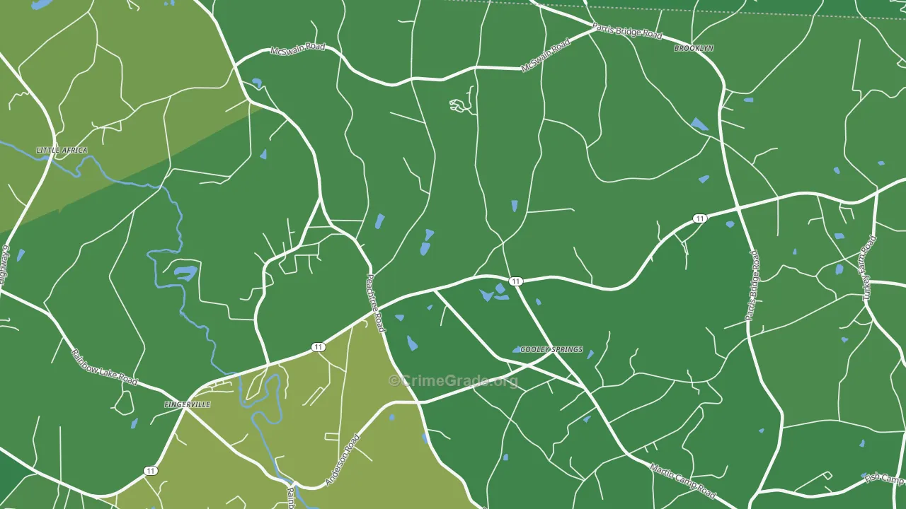 Cooley Springs, SC Map of Vehicle Theft Rates