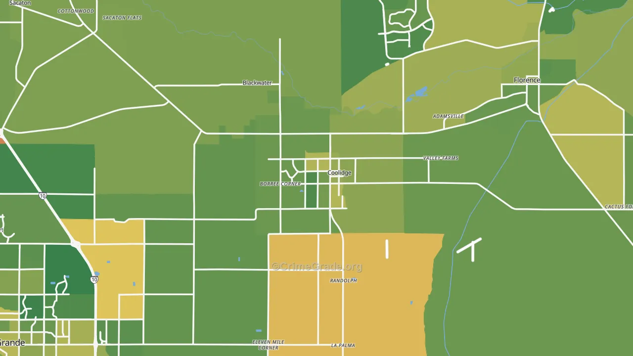 Coolidge, AZ Map of Vehicle Theft Rates