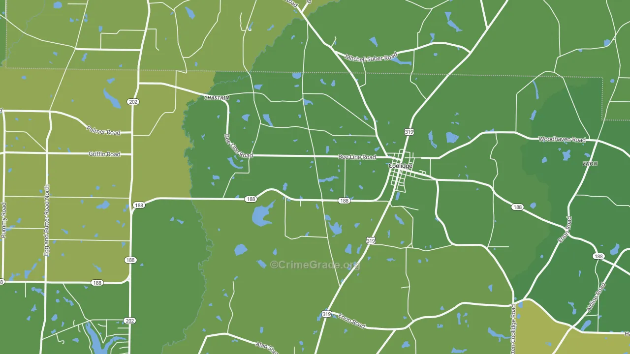 Coolidge, GA Map of Vehicle Theft Rates