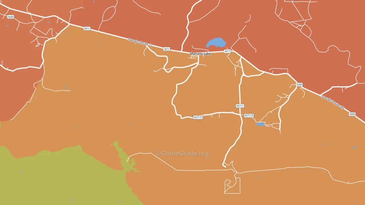 Coolidge, NM Map of Vehicle Theft Rates