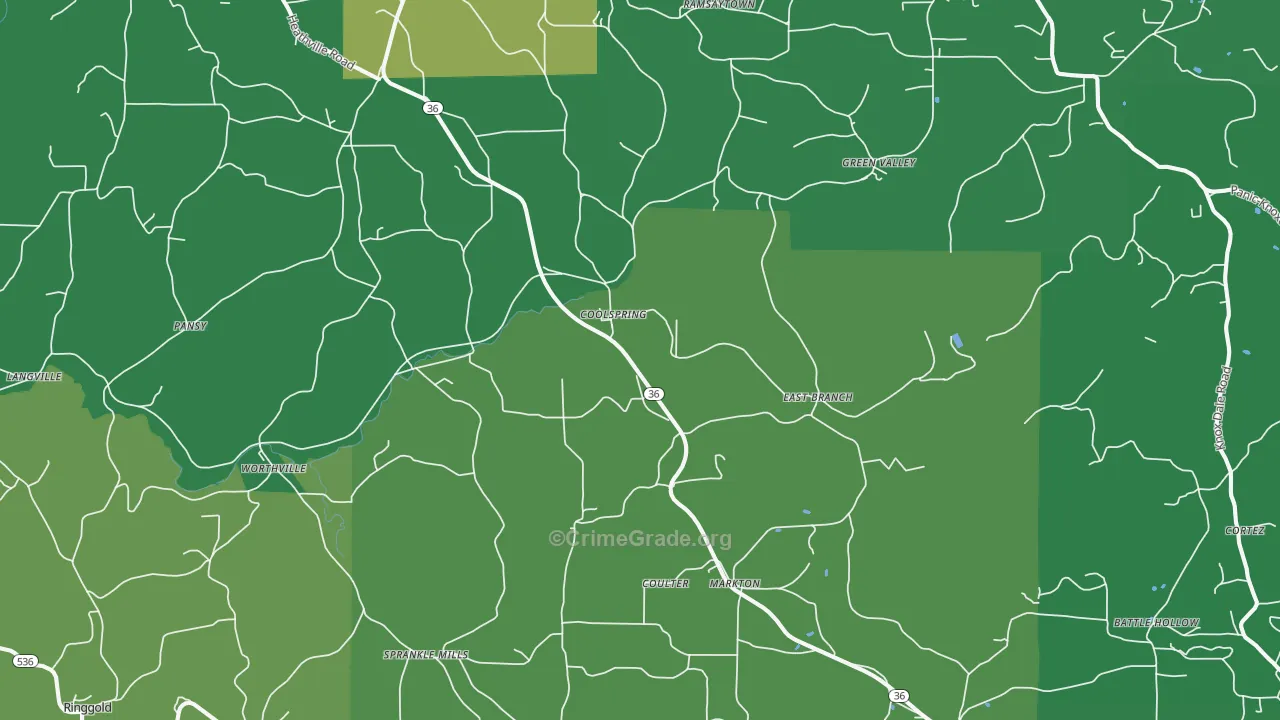 Coolspring, PA Map of Vehicle Theft Rates