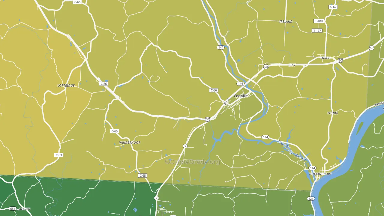 Coolville, OH Map of Vehicle Theft Rates