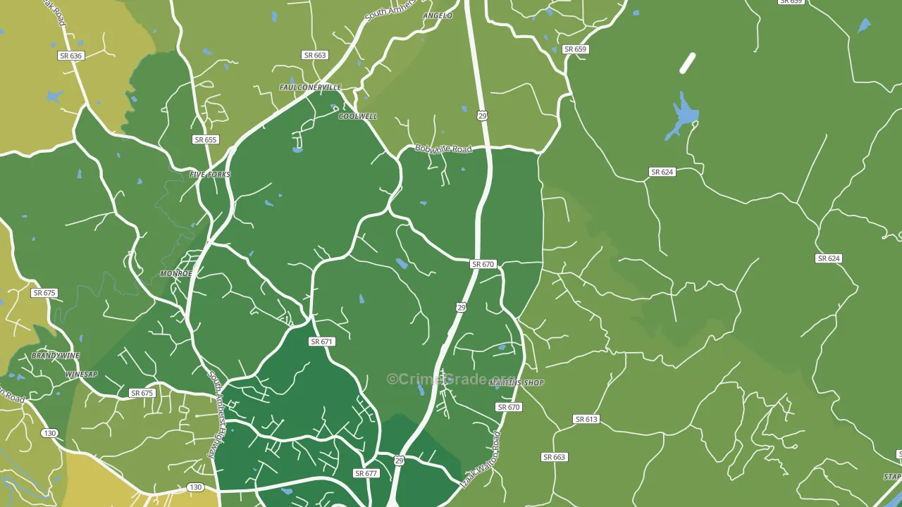 Coolwell, VA Map of Vehicle Theft Rates