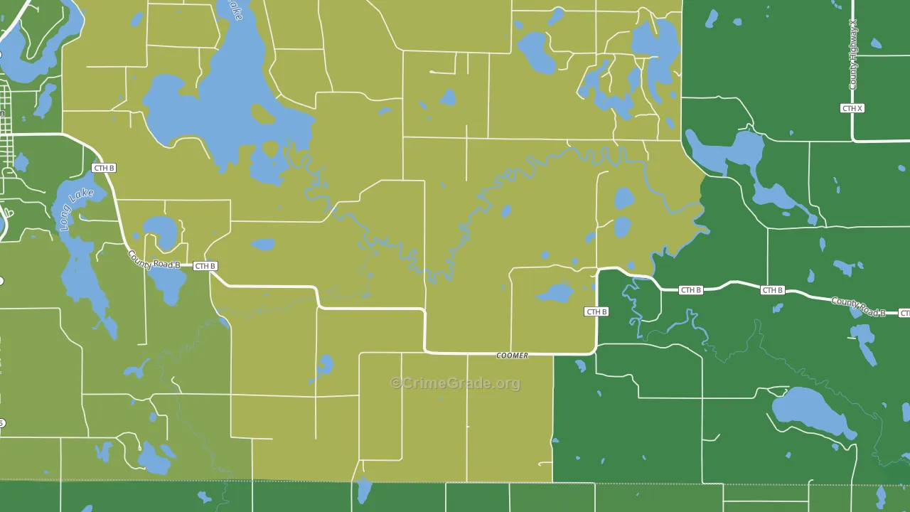 Coomer, WI Map of Vehicle Theft Rates