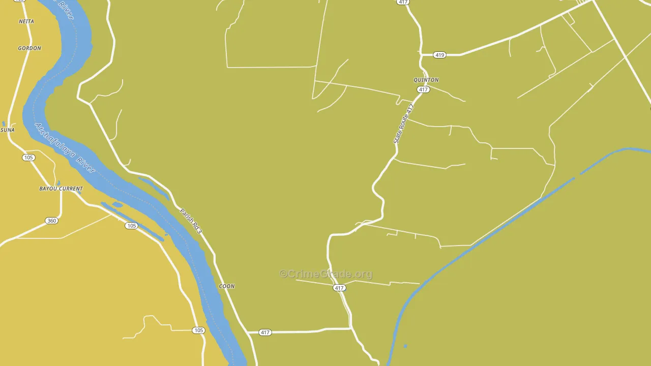 Coon, LA Map of Vehicle Theft Rates