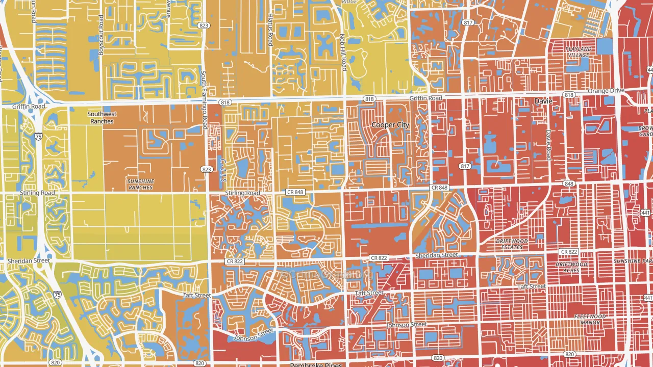 Cooper City, FL Map of Vehicle Theft Rates