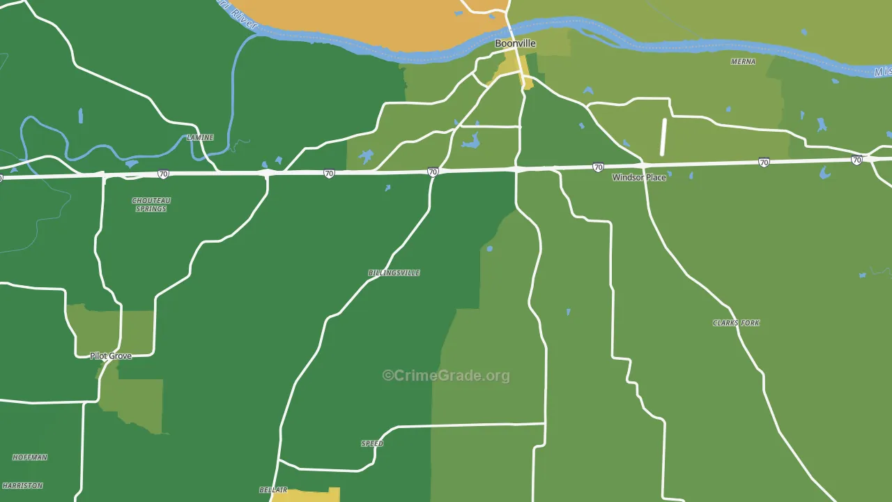 Cooper County, MO Map of Vehicle Theft Rates