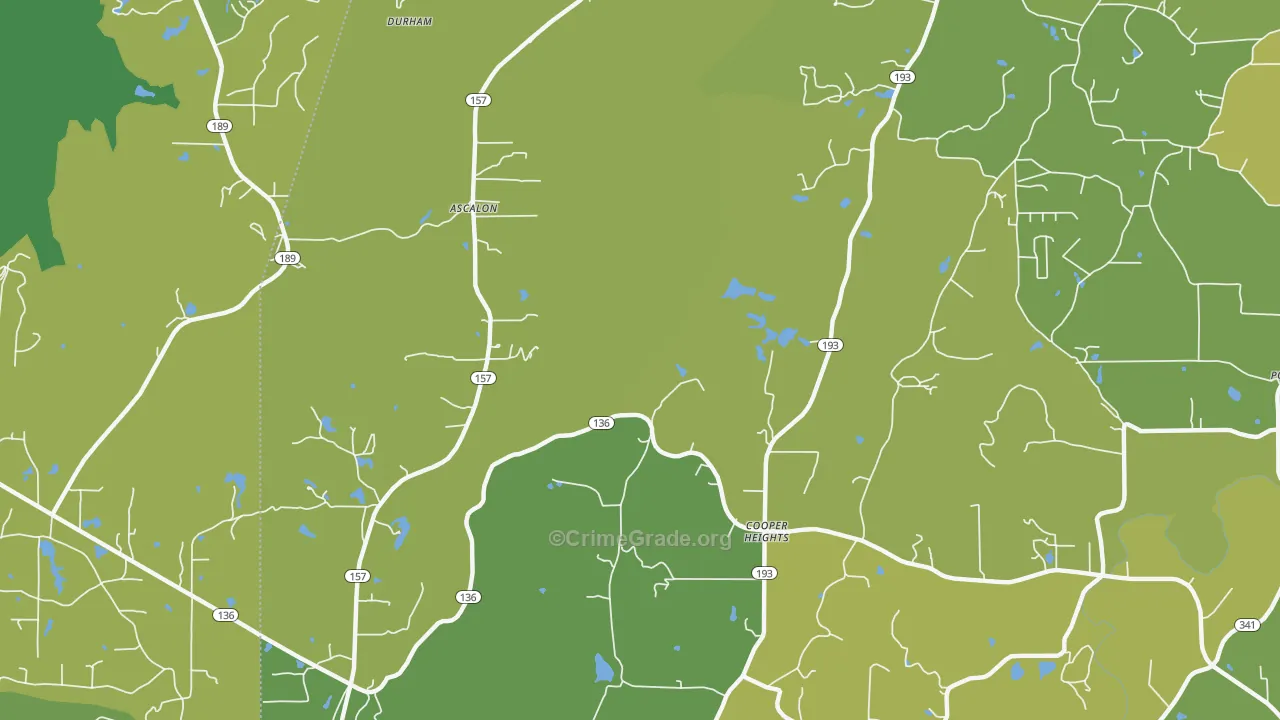 Cooper Heights, GA Map of Vehicle Theft Rates