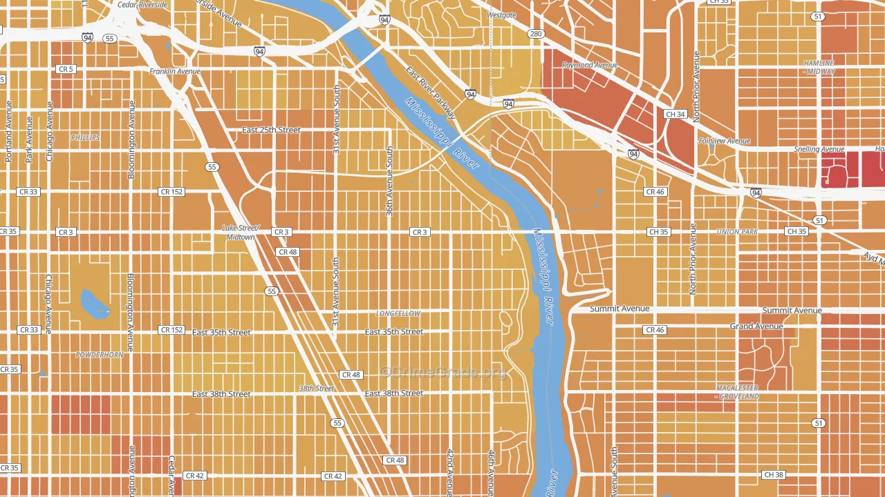 Cooper, Minneapolis, MN Map of Vehicle Theft Rates