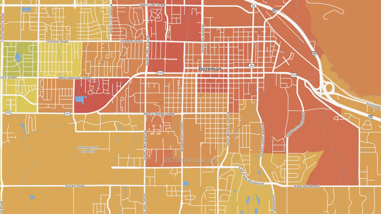 Cooper Park, Bozeman, MT Map of Vehicle Theft Rates