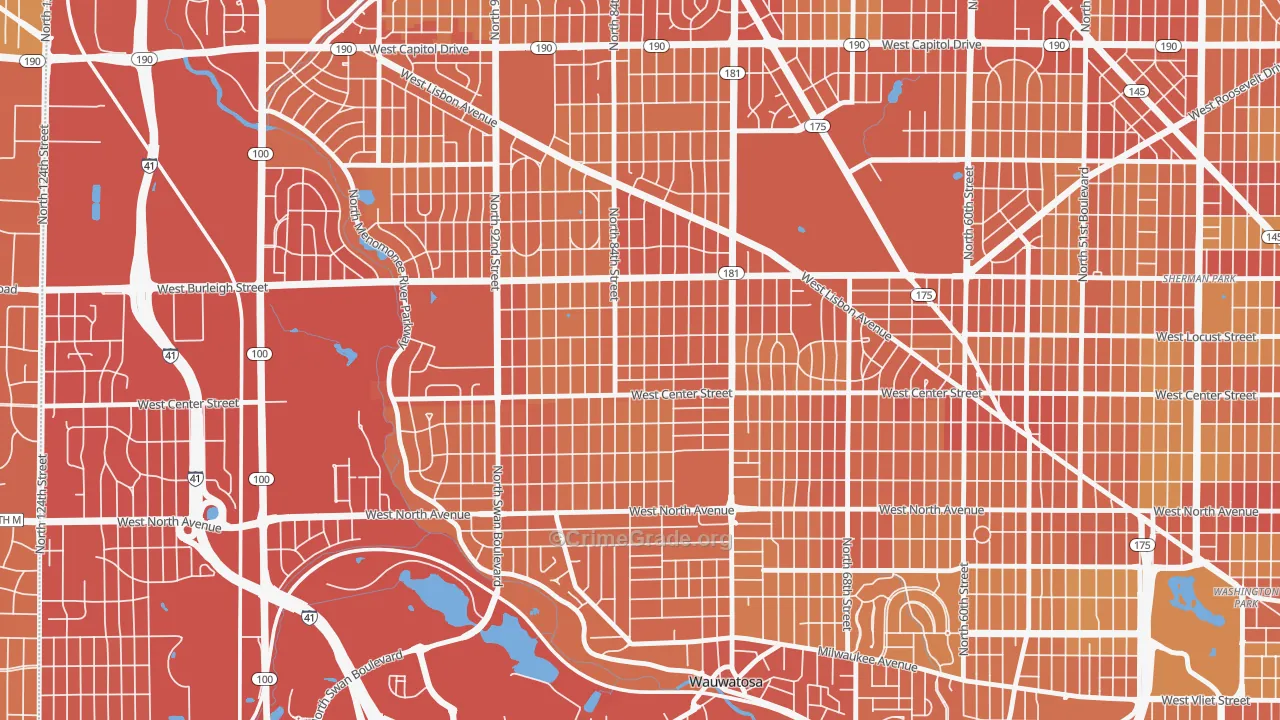 Cooper Park, Milwaukee, WI Map of Vehicle Theft Rates