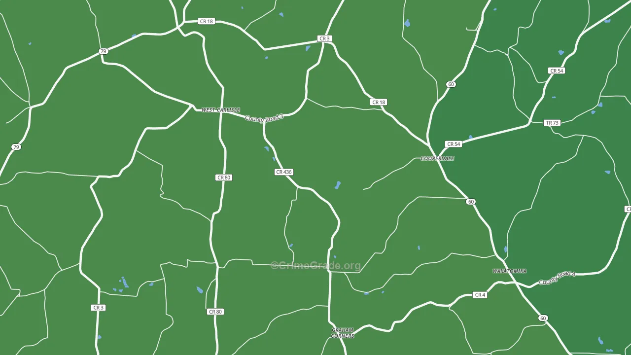 Cooperdale, OH Map of Vehicle Theft Rates