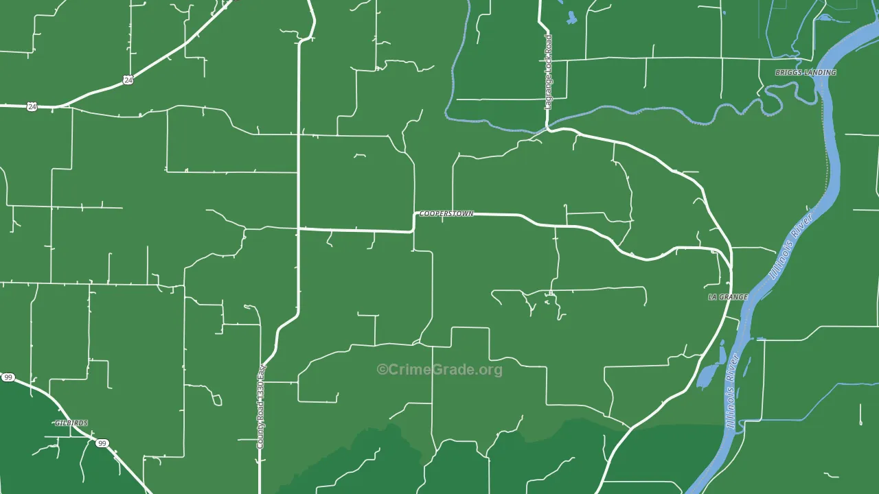 Cooperstown, IL Map of Vehicle Theft Rates