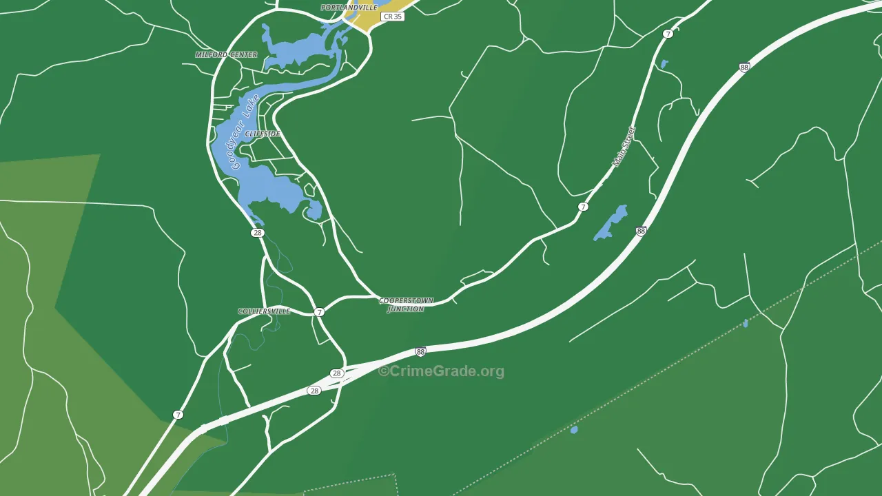 Cooperstown Junction, NY Map of Vehicle Theft Rates