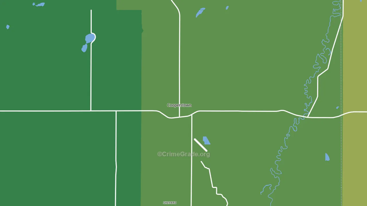 Cooperstown, ND Map of Vehicle Theft Rates