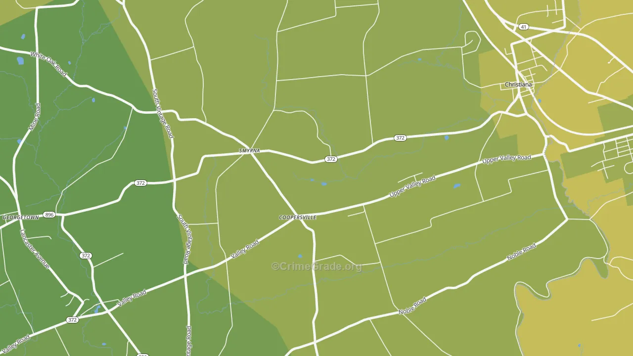 Coopersville, PA Map of Vehicle Theft Rates