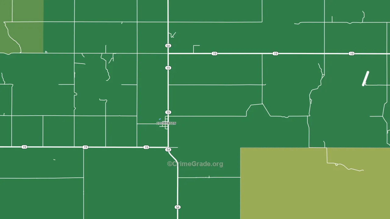 Cooperton, OK Map of Vehicle Theft Rates