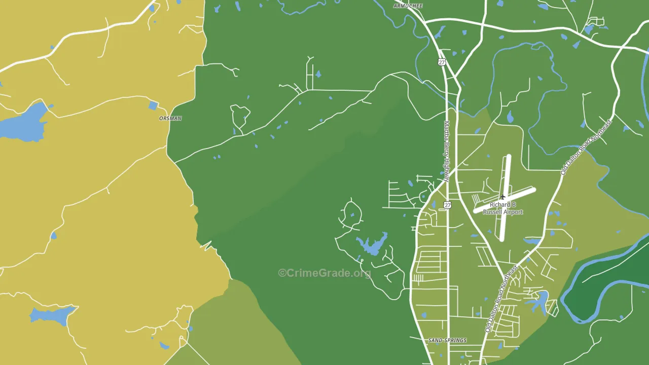 Coosa, GA Map of Vehicle Theft Rates