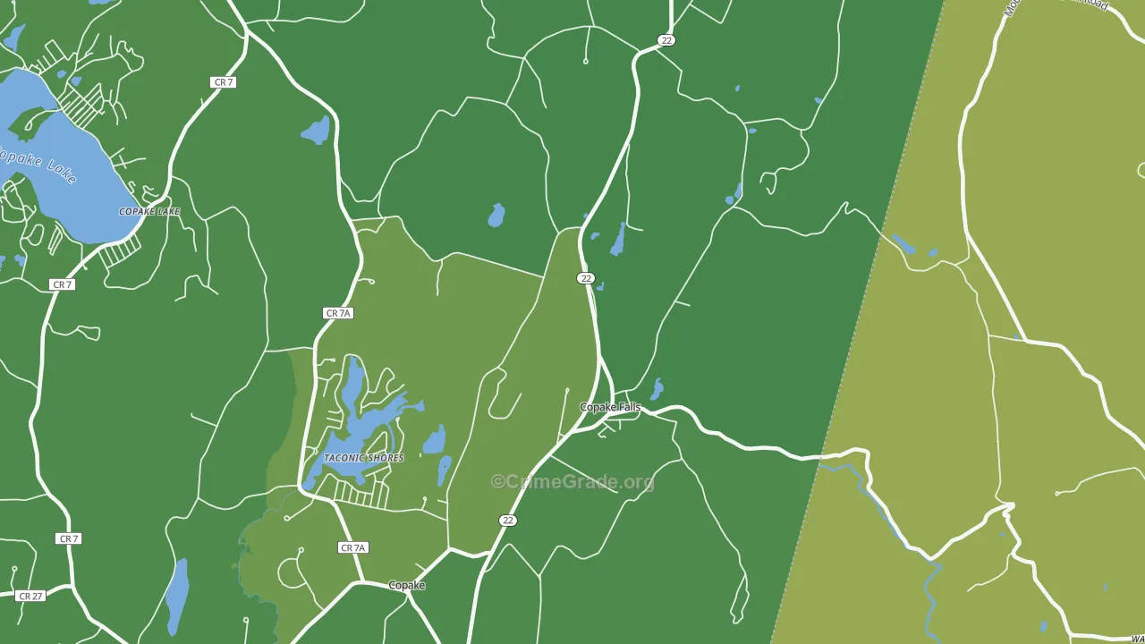 Copake Falls, NY Map of Vehicle Theft Rates