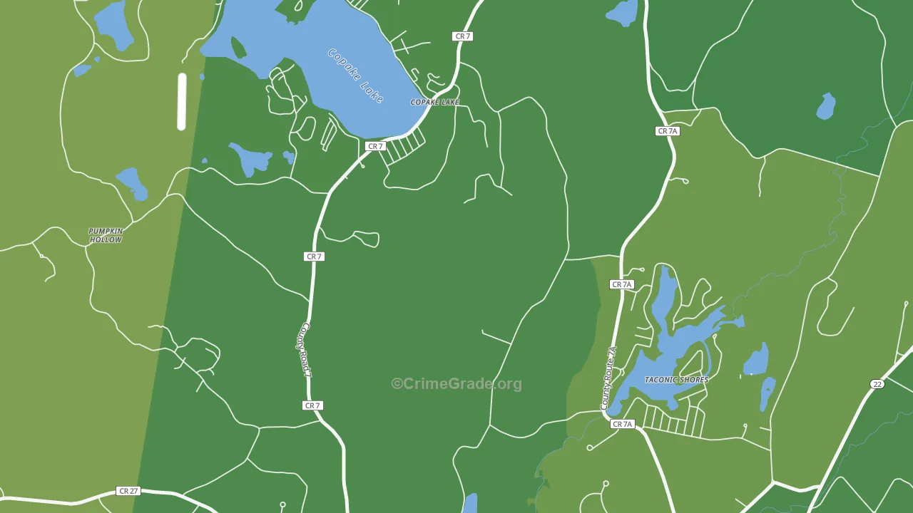 Copake Lake, NY Map of Vehicle Theft Rates