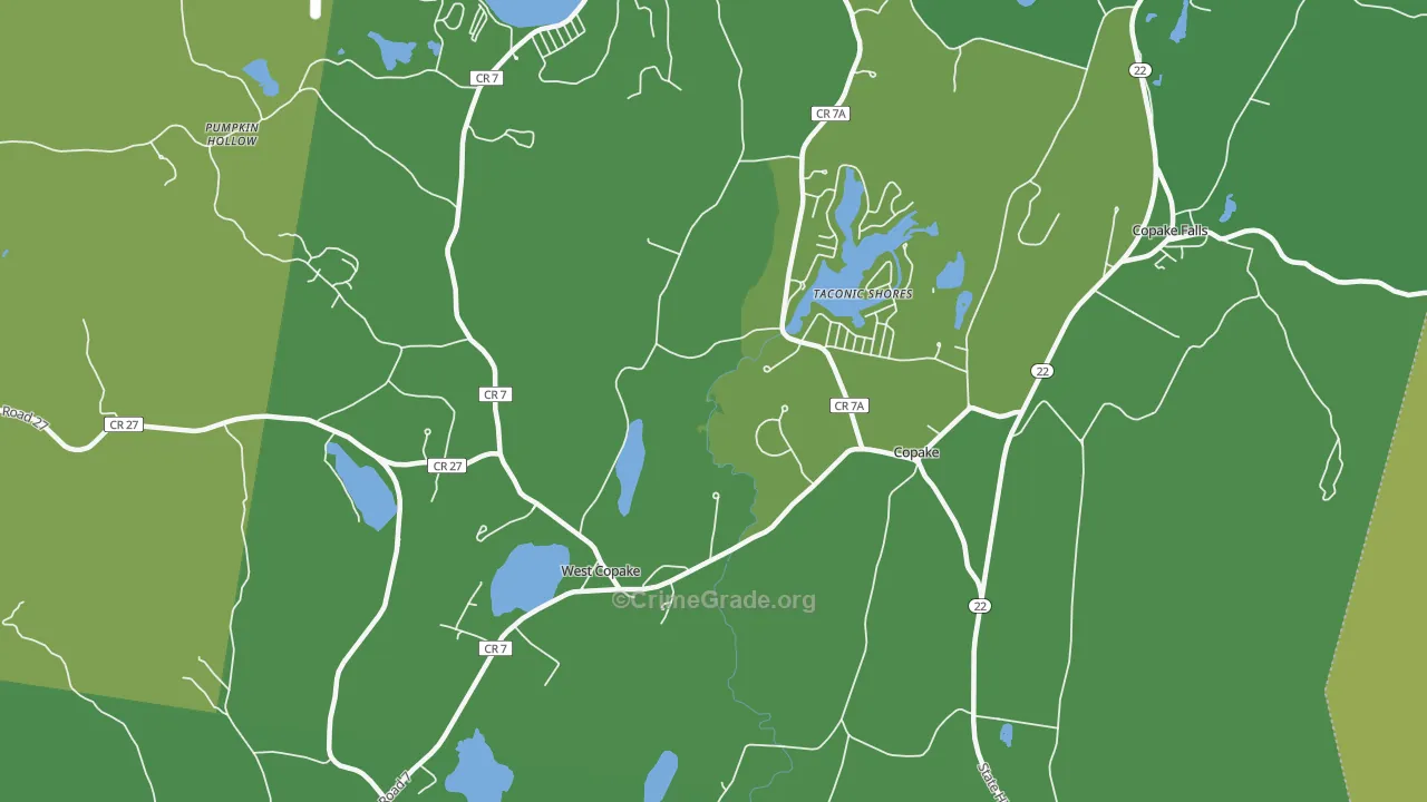 Copake, NY Map of Vehicle Theft Rates