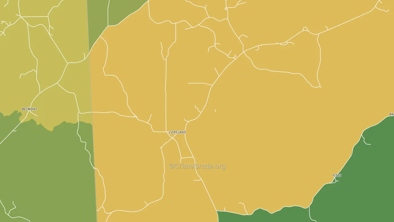 Copeland, AL Map of Vehicle Theft Rates