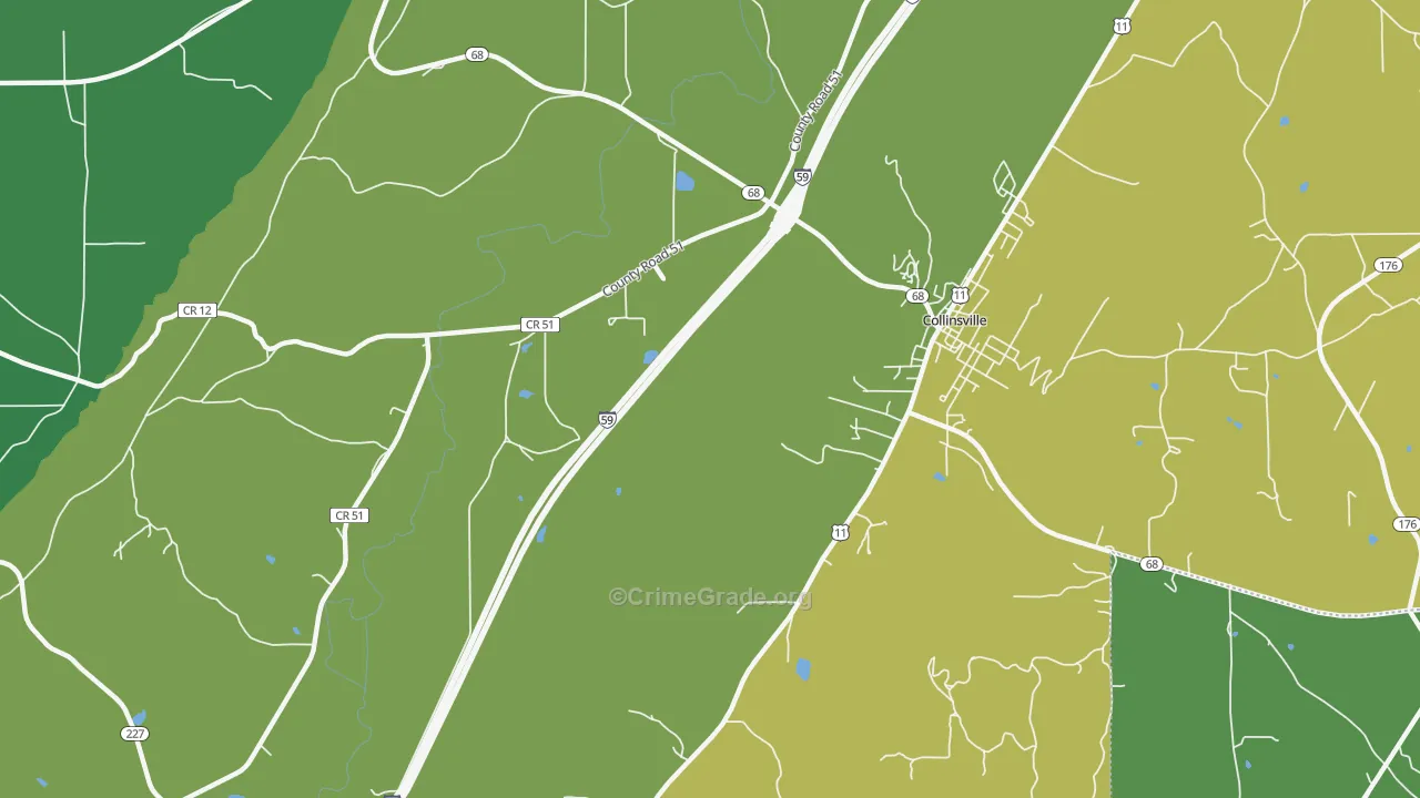 Copeland Bridge, AL Map of Vehicle Theft Rates