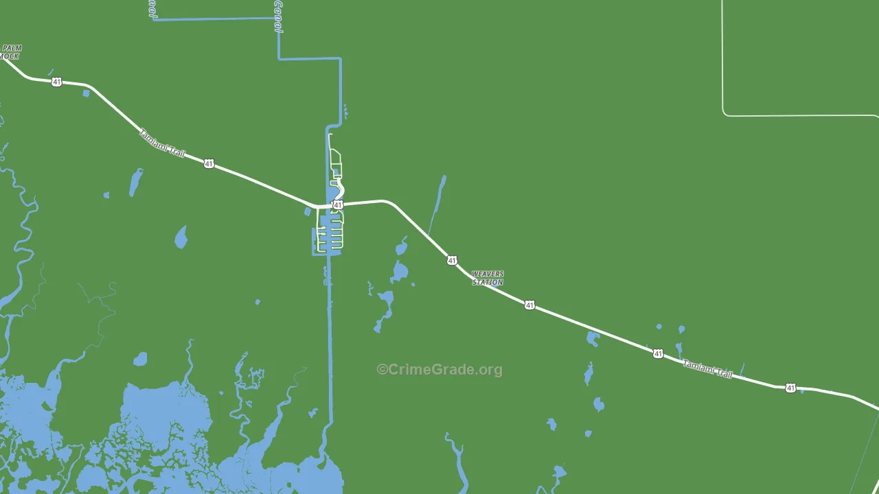 Copeland, FL Map of Vehicle Theft Rates