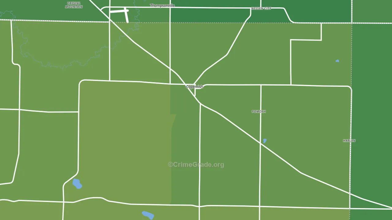 Copemish, MI Map of Vehicle Theft Rates