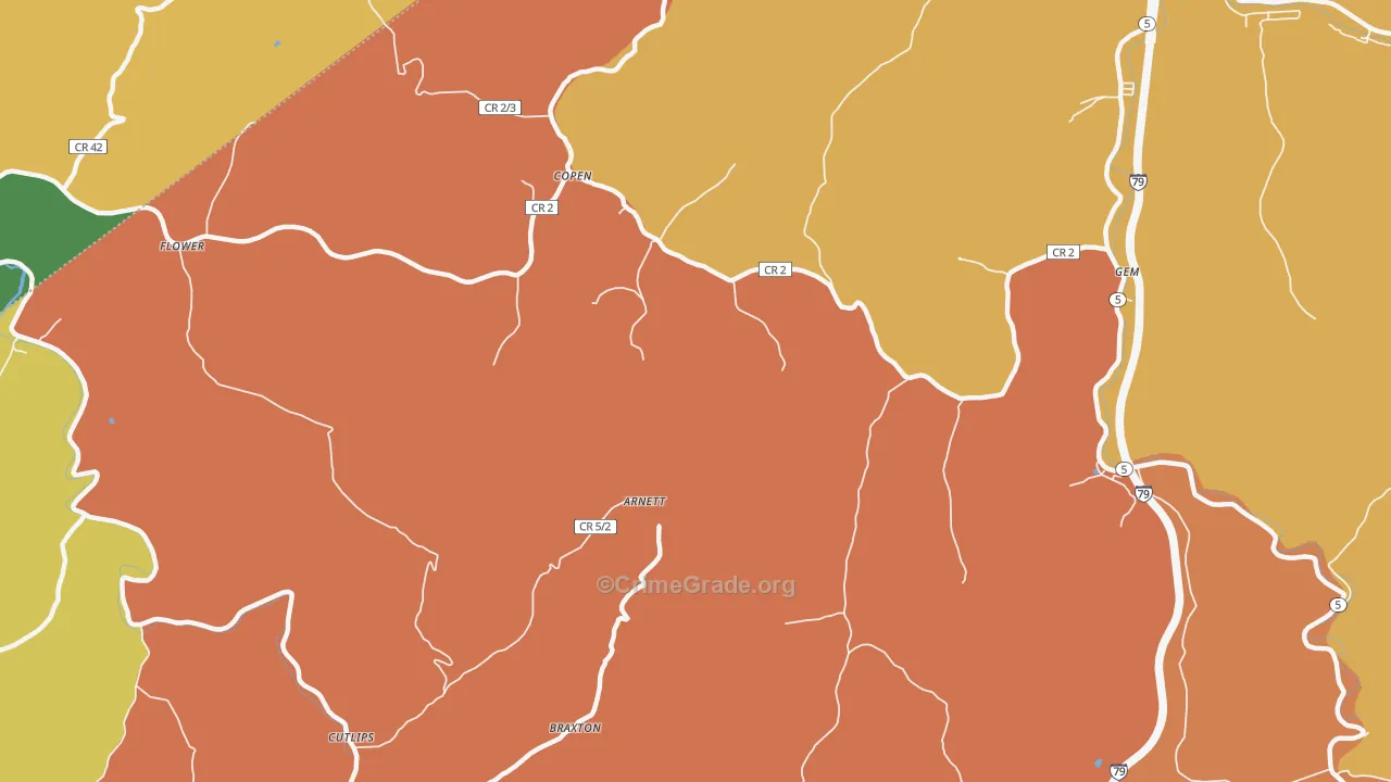 Copen, WV Map of Vehicle Theft Rates
