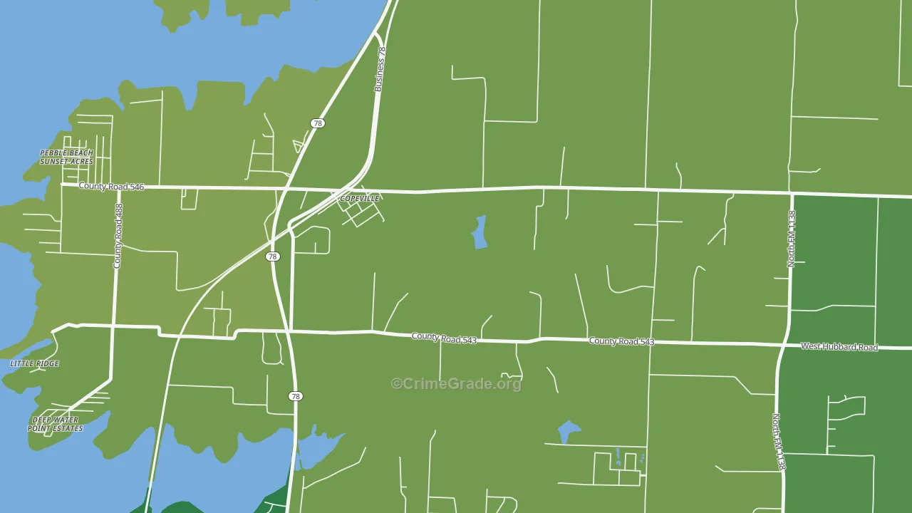 Copeville, TX Map of Vehicle Theft Rates