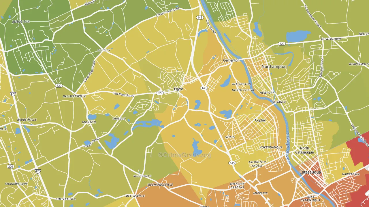 Coplay, PA Map of Vehicle Theft Rates