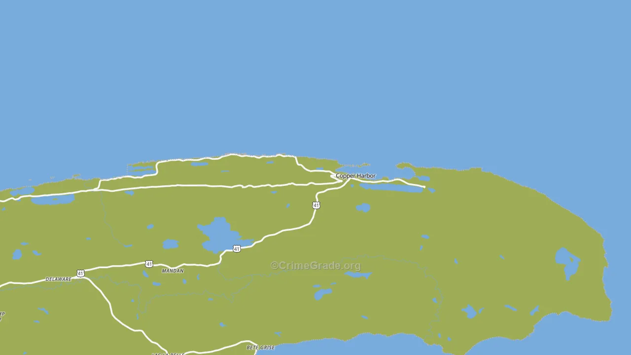 Copper Harbor, MI Map of Vehicle Theft Rates