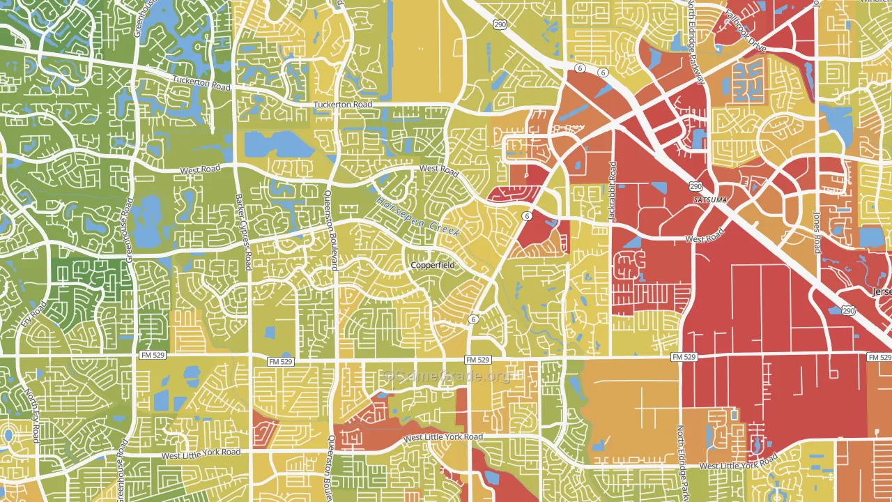 Copperfield, Houston, TX Map of Vehicle Theft Rates