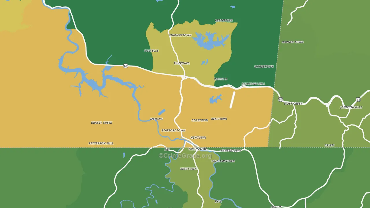 Copperhill, TN Map of Vehicle Theft Rates