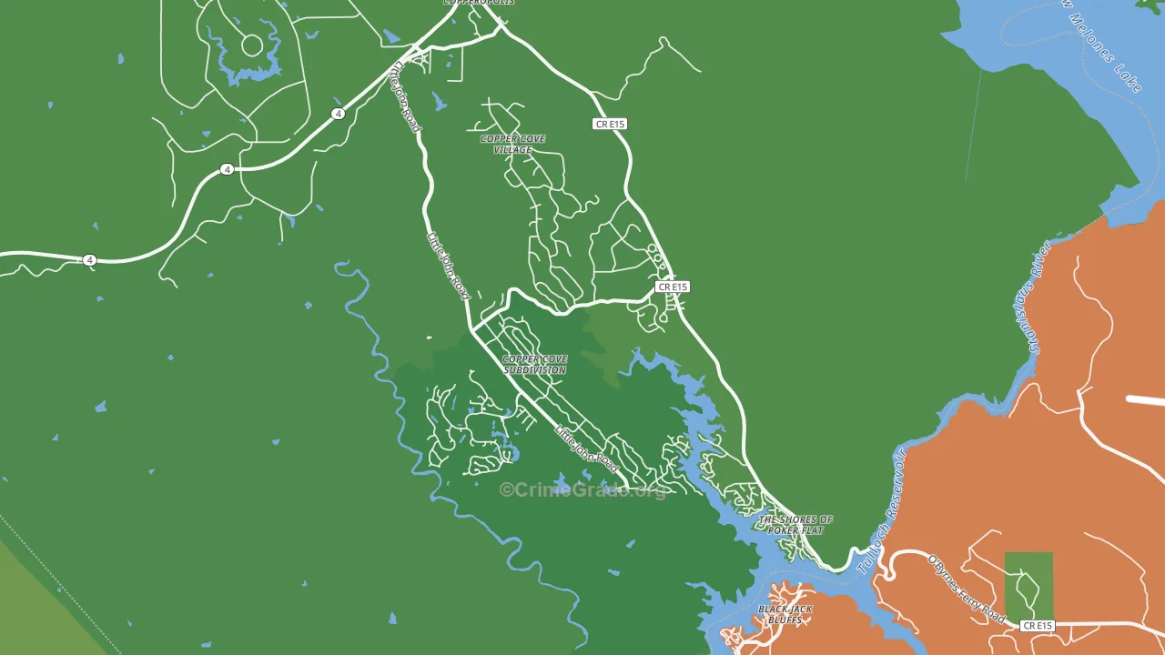 Copperopolis, CA Map of Vehicle Theft Rates