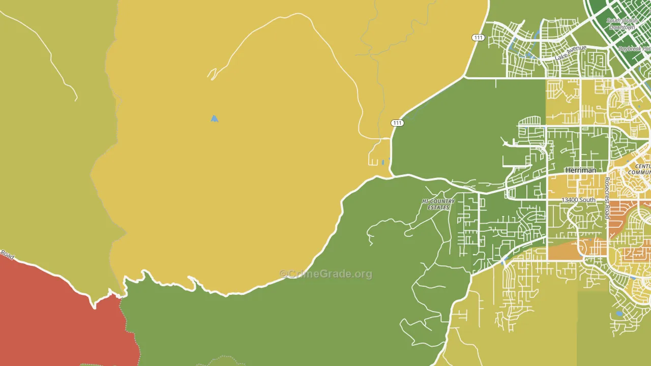 Copperton, UT Map of Vehicle Theft Rates
